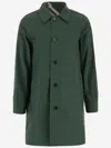 BURBERRY COTTON GABARDINE COAT WITH CHECK PATTERN