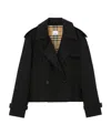 Burberry Cotton Gabardine Cropped Trench Coat In Black