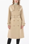 BURBERRY COTTON-GABARDINE DOUBLE-BREASTED TRENCH WITH BOAT NECKLINE