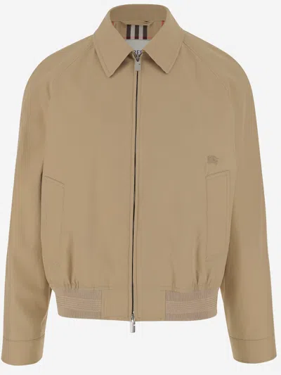 Burberry Cotton Gabardine Harrington Chester Jacket In Beige