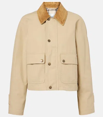 Burberry Cotton-corduroy-trimmed Quilted Shell Jacket In Cream