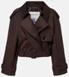 Burberry Dolebury Cropped Cotton-gabardine Trench Coat In Brown