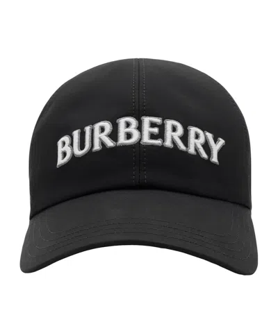Burberry Cotton Gabardine Logo Baseball Cap In Black