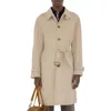 Burberry Cotton Gabardine Long Car Coat In Fossil