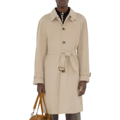 Burberry Cotton Gabardine Long Car Coat In Fossil