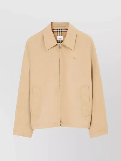 Burberry Cotton Gabardine Rain-resistant Jacket With Snap Buttons In Honey