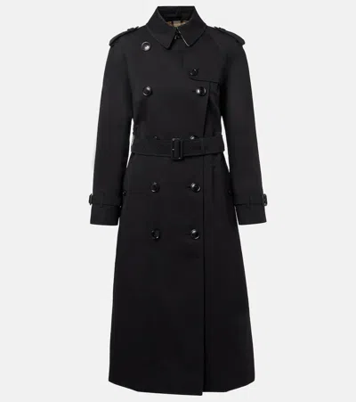 Burberry Cotton Gabardine Trench Coat In Black