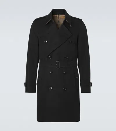 Burberry Cotton Gabardine Trench Coat In Black