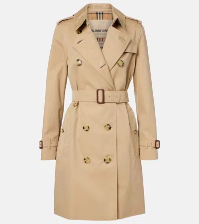 Burberry Castelford Double-breasted Belted Cotton-gabardine Trench Coat In Neutral