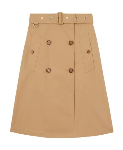 Burberry Cotton Gabardine Trench Coat In Nude