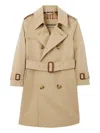 Burberry Pleat Detail Hooded Trench Coat In Neutrals