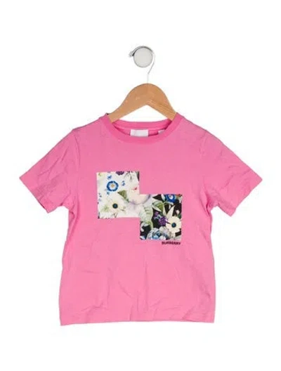 Pre-owned Burberry Babies' Cotton Graphic Print T Shirt In Pink