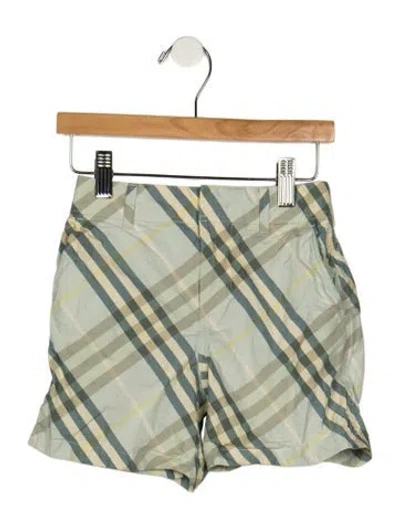 Pre-owned Burberry Babies' Cotton Green Patterned Shorts With Zip Closure