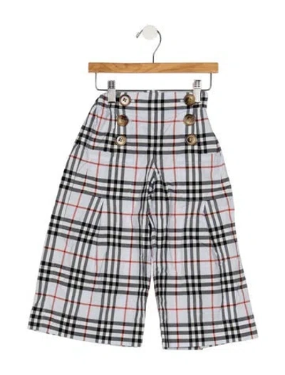 Pre-owned Burberry Babies' Cotton Grey And Multicolor Patterned Pants With Half Elastic Waist In Gray
