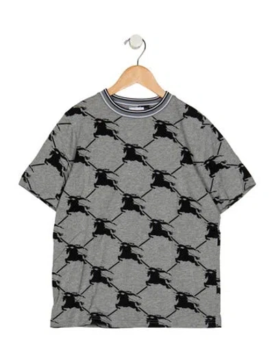 Pre-owned Burberry Kids' Cotton Grey And Multicolor Patterned Short Sleeve T-shirt