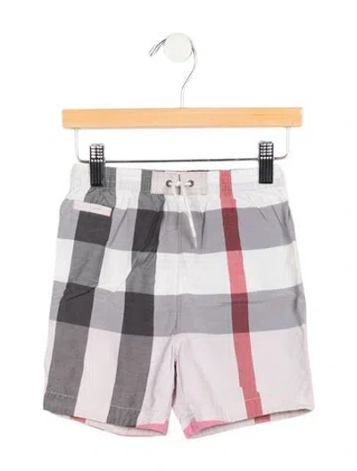 Pre-owned Burberry Babies' Cotton Grey And Multicolor Patterned Shorts With Elastic Waist