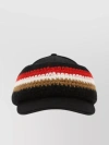 BURBERRY COTTON HAT WITH CURVED VISOR AND STRIPED PATTERN