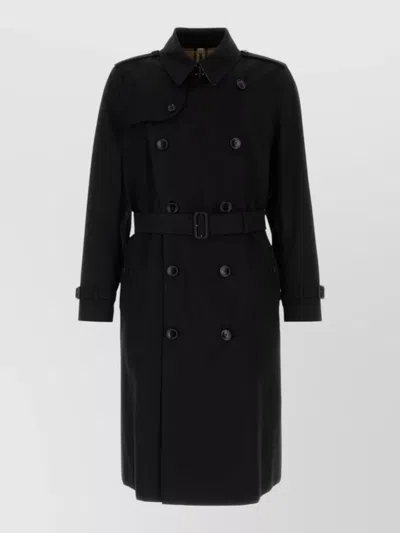 Burberry Cotton Heritage Kensington Trench Coat In Black