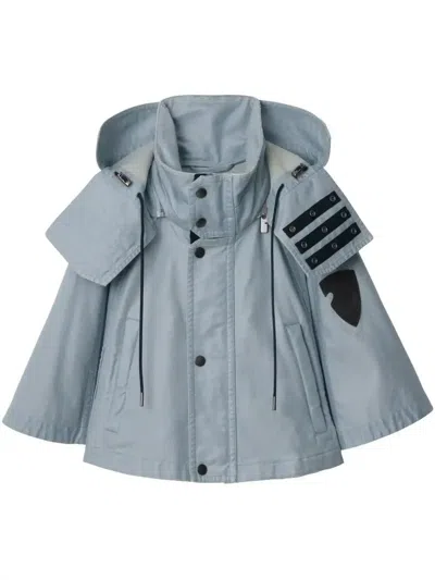 Burberry Cotton Hooded Cape In Blue