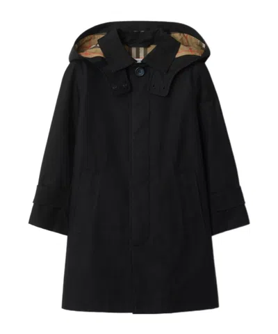 Burberry Cotton Hooded Car Coat In Black