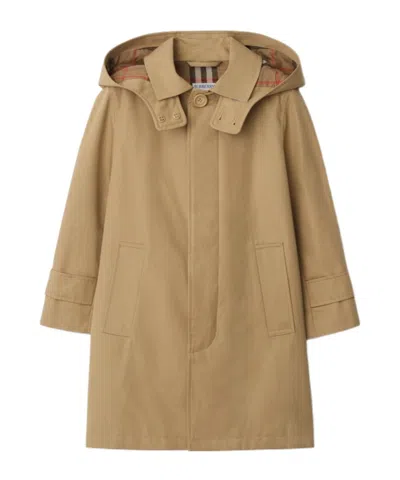 Burberry Kids' Cotton Hooded Car Coat In Brown