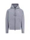 Burberry Hooded Cotton Sweatshirt Kangaroo Pockets In Blue