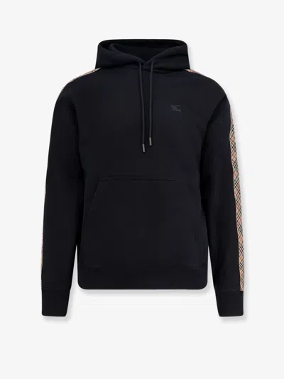Burberry Men Cotton Hooded Sweatshirt In Black