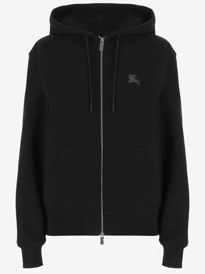 Burberry Cotton Hooded Sweatshirt In Black