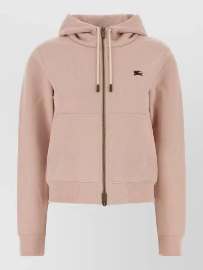 Burberry Cotton Hooded Sweatshirt Kangaroo Pocket Design In Pink