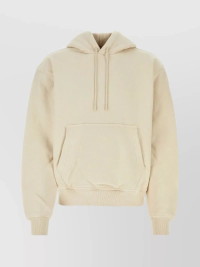 Burberry Cotton Hooded Sweatshirt With Drawstring And Pouch Pocket In Beige