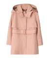 Burberry Cotton Hooded Trench Coat In Pink