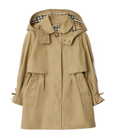 Burberry Cotton Hooded Trench Coat In Brown