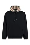 Burberry Iconic Check Pattern Hooded Cotton Top In Black