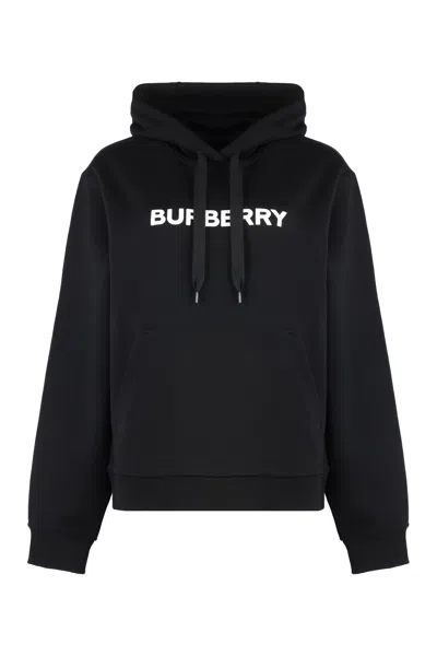 Burberry Cotton Hoodie In Black