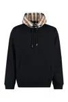 Burberry Iconic Check Pattern Hooded Cotton Top In Black