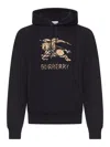 Burberry Men Black Hoodie With Drawstring Hood And Ekd Print And Logo Lettering On The Front In Cott In Black