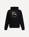 Burberry Men Black Hoodie With Drawstring Hood And Ekd Print And Logo Lettering On The Front In Cott In Black