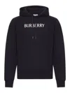 Burberry Men Black Hoodie With Drawstring Hood And Logo Lettering On The Front In Cotton Man In Black