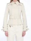 Burberry Bonded Cotton Trench Jacket In White