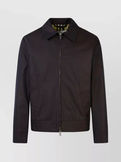 Burberry Cotton Jacket With Adjustable Cuffs And Side Pockets In Black