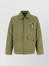 Burberry Cotton Jacket With Collar And Embroidered Detail In Green