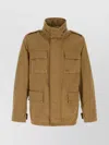 Burberry Beige High Neck Jacket With Ekd Embroidery On The Front In Cotton Man