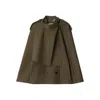 Burberry Cotton Cape With Traditional Check Lining In Brown