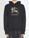 Burberry Men Black Hoodie With Drawstring Hood And Ekd Print And Logo Lettering On The Front In Cott In Black