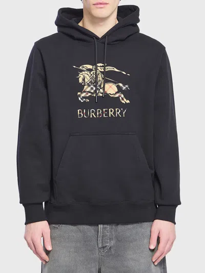 Burberry Cotton Jersey Hoodie In Black