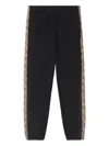 Burberry Black Jogging Trousers With Check Motif Detail