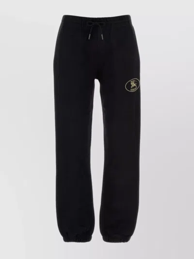 Burberry Cotton Joggers With Back Pocket And Elastic Waistband In Black