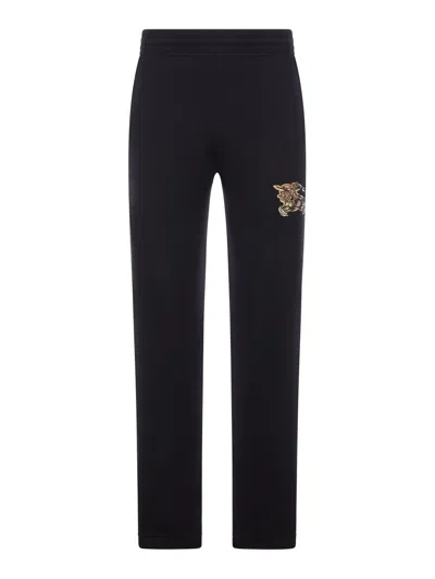 Burberry Cotton Joggers Featuring Embroidered Detail In Black