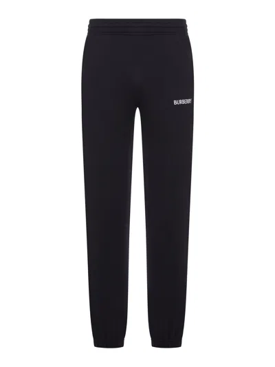 Burberry Men Cotton Jogging Trousers With Logo In Black