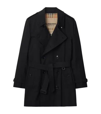 Burberry Cotton Kensington Short Trench Coat In Black